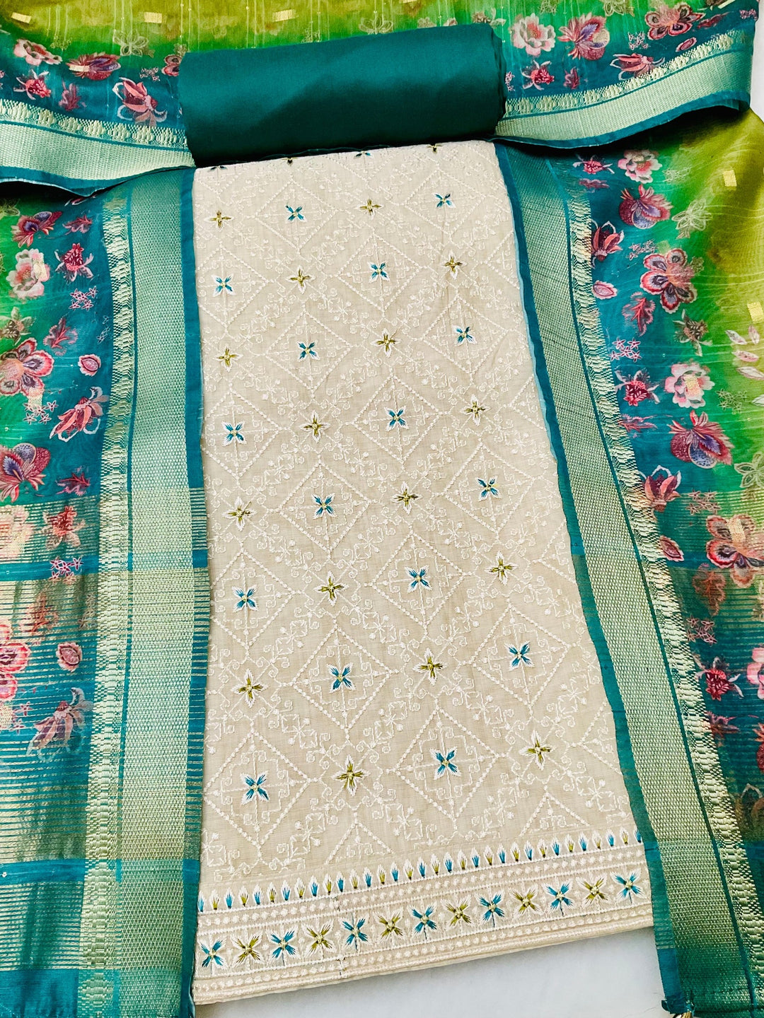 Chanderi Silk Embroidered Unstiched Suit (46923)