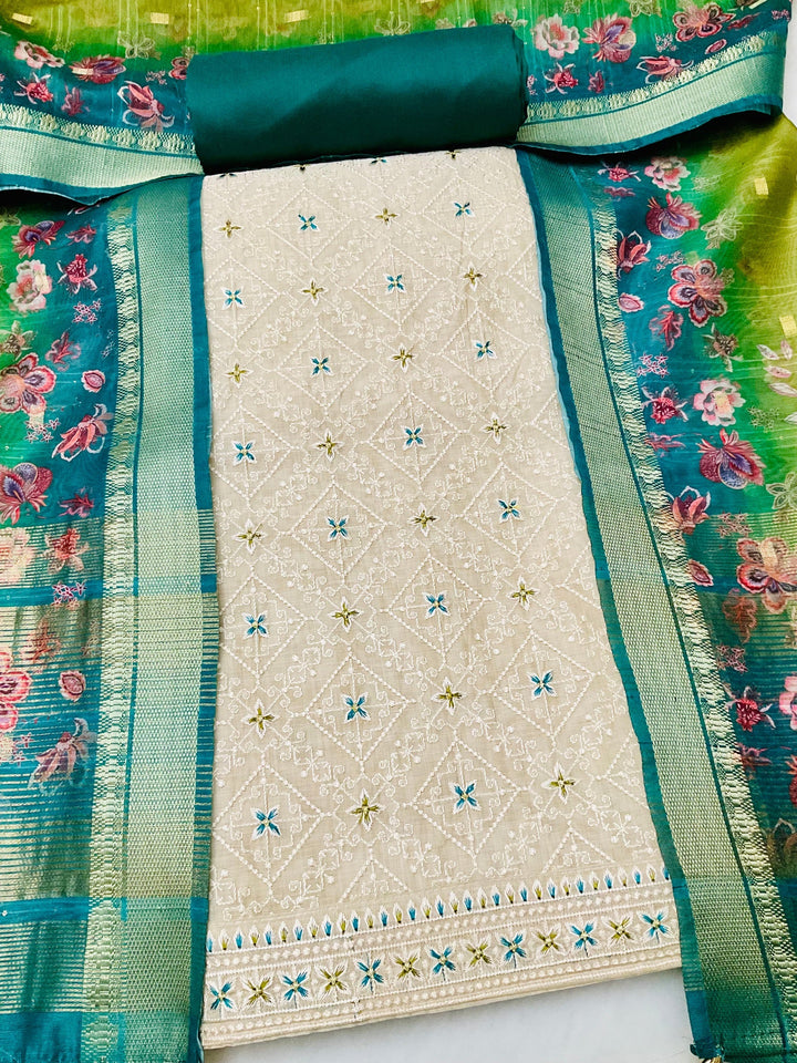 Chanderi Silk Embroidered Unstiched Suit (46923)