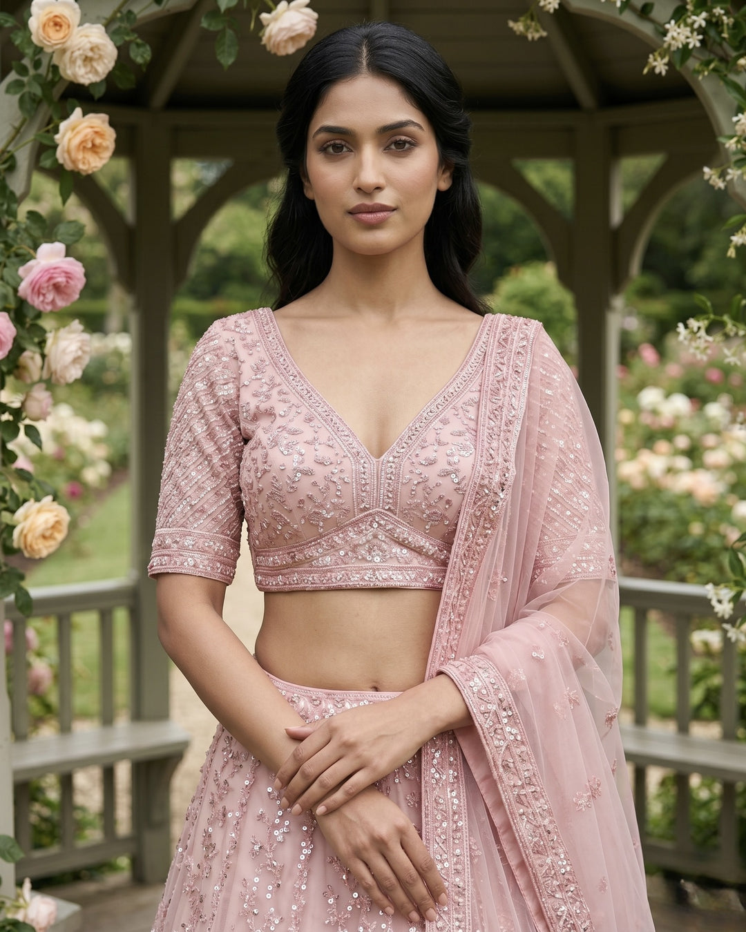Peach Embroidered Net Festive Ready Blouse (43488)