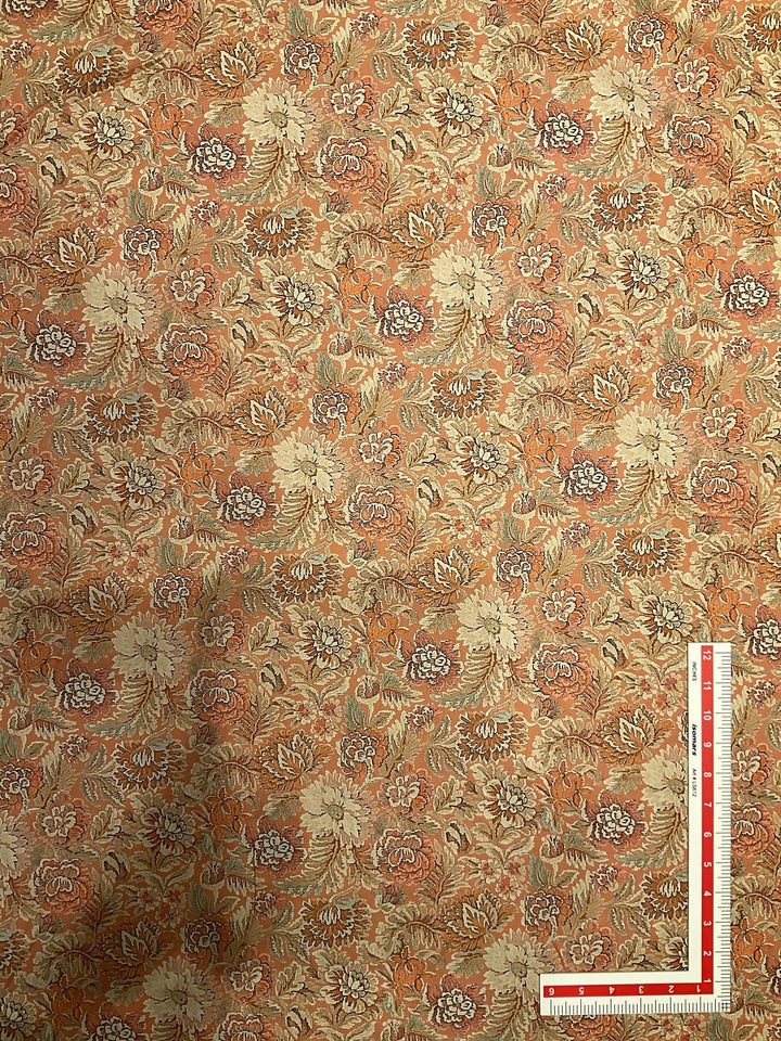 Peach Cotton Lawn All-Over Printed Fabric (54299)