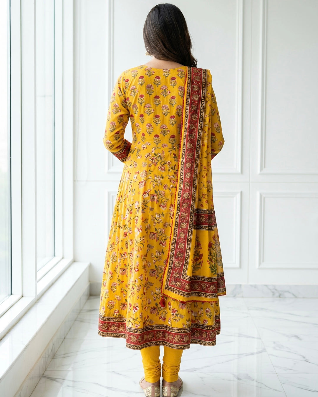 Mustard Crepe Embroidered Dupatta with Heritage Elegance (56098)
