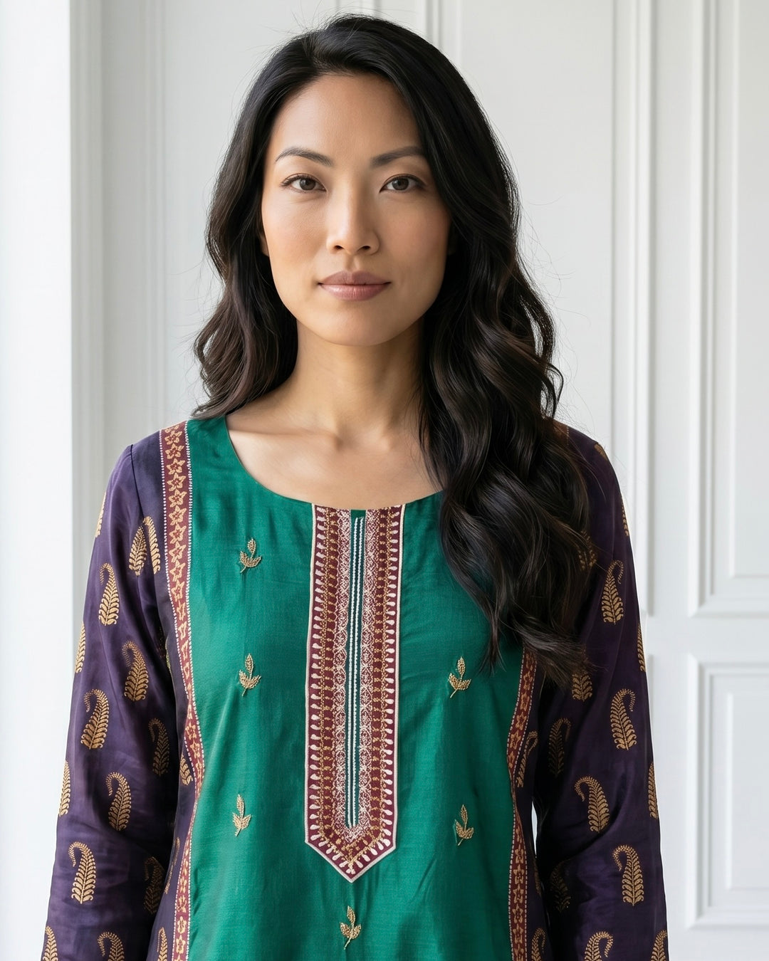 Emerald Chinnon Embroidered Festive Dupatta (47007)