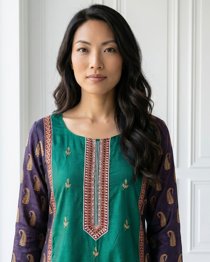 Emerald Chinnon Embroidered Festive Dupatta (47007)