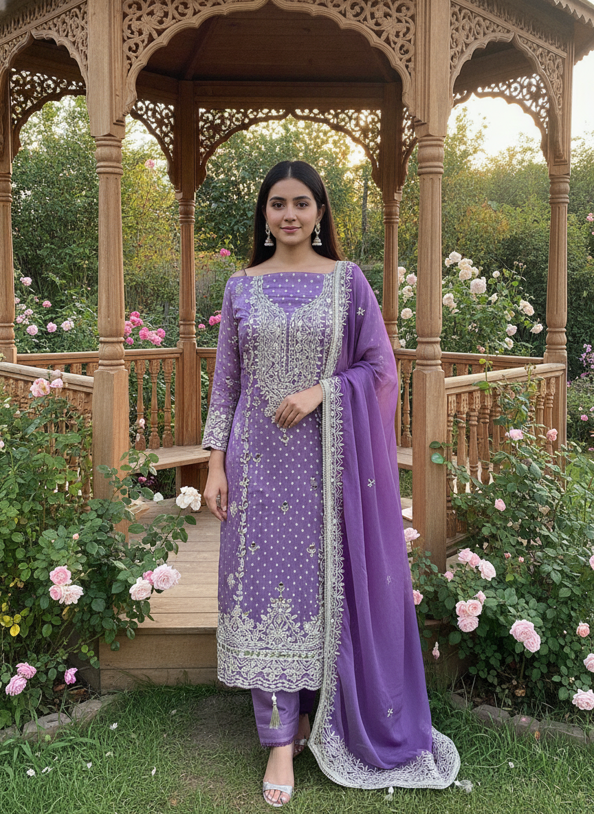 Embroidered Organza Festive Unstitched Ensemble (59449)