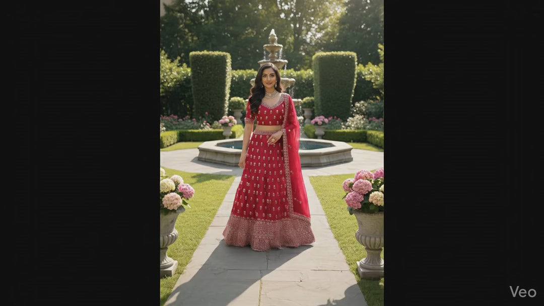 Ameera – Rosé Pink Tissue Lehenga with Thread & Katdana Embroidery, Embroidered Blouse & Tissue Dupatta | Fazals